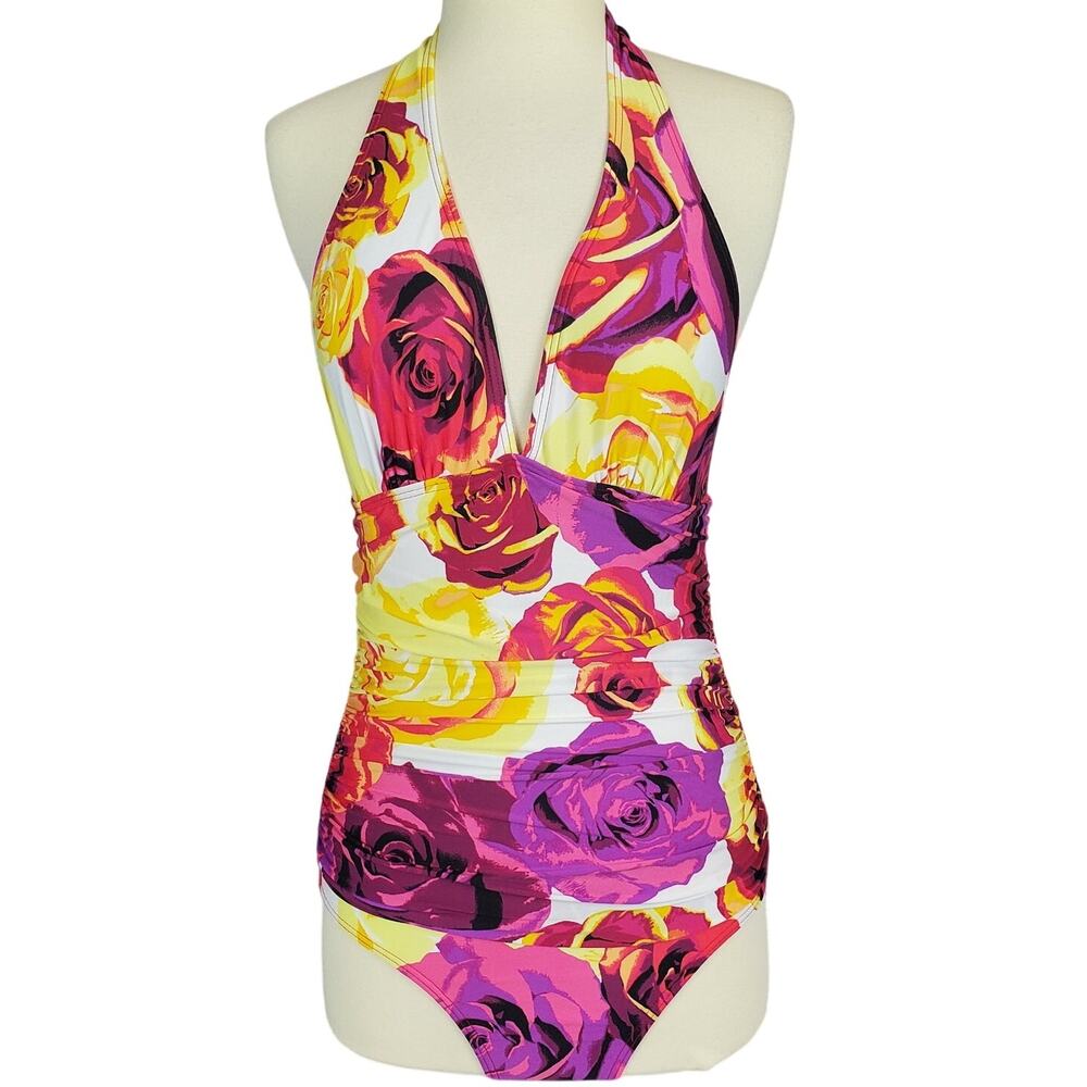 Jantzen Multicolor Swim Suit 8 Floral One Piece Beach Resort Tropical Vaca NWOT